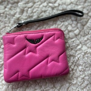 Zadig & Voltaire small pink zippered pouch with strap